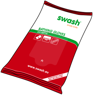 graphic bathing gloves