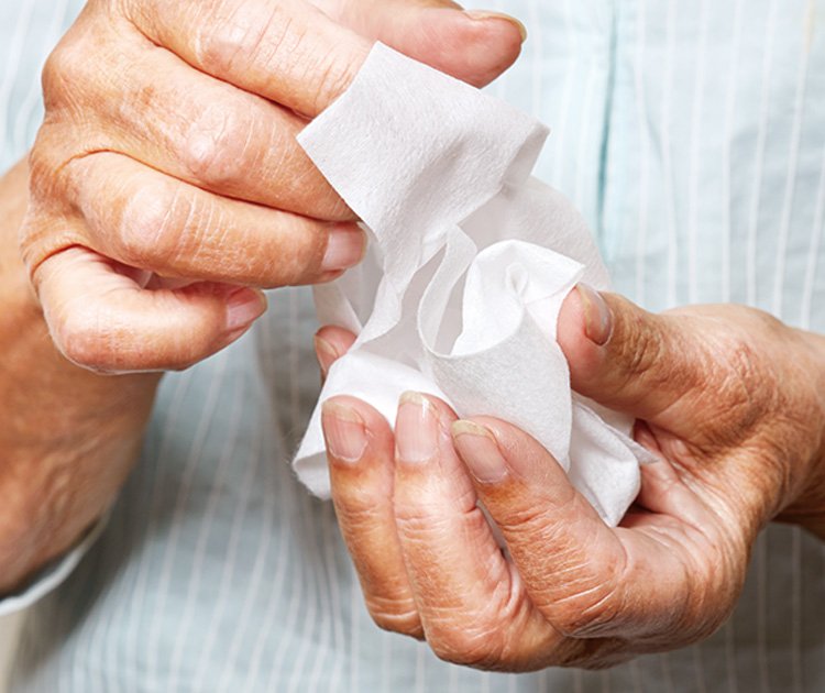 hands-hygiene with refreshing wipes clean and fresh